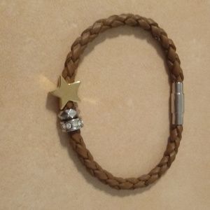$1🎄Faux Leather Magnetic Clasp Charmed Bracelet